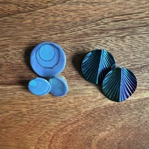 Eclipse Blues. 2 Pair of Earrings +Pin